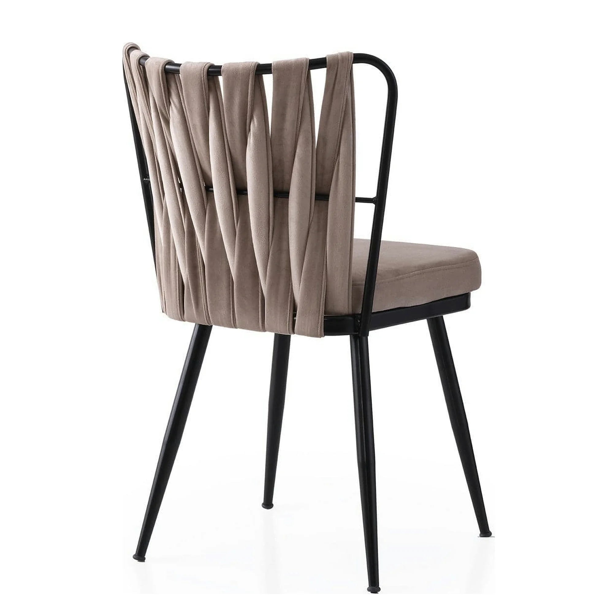 Set 4 scaune KUSAKLI 222 V4, bej/negru, stofa catifelata/metal, 43x43x82 cm