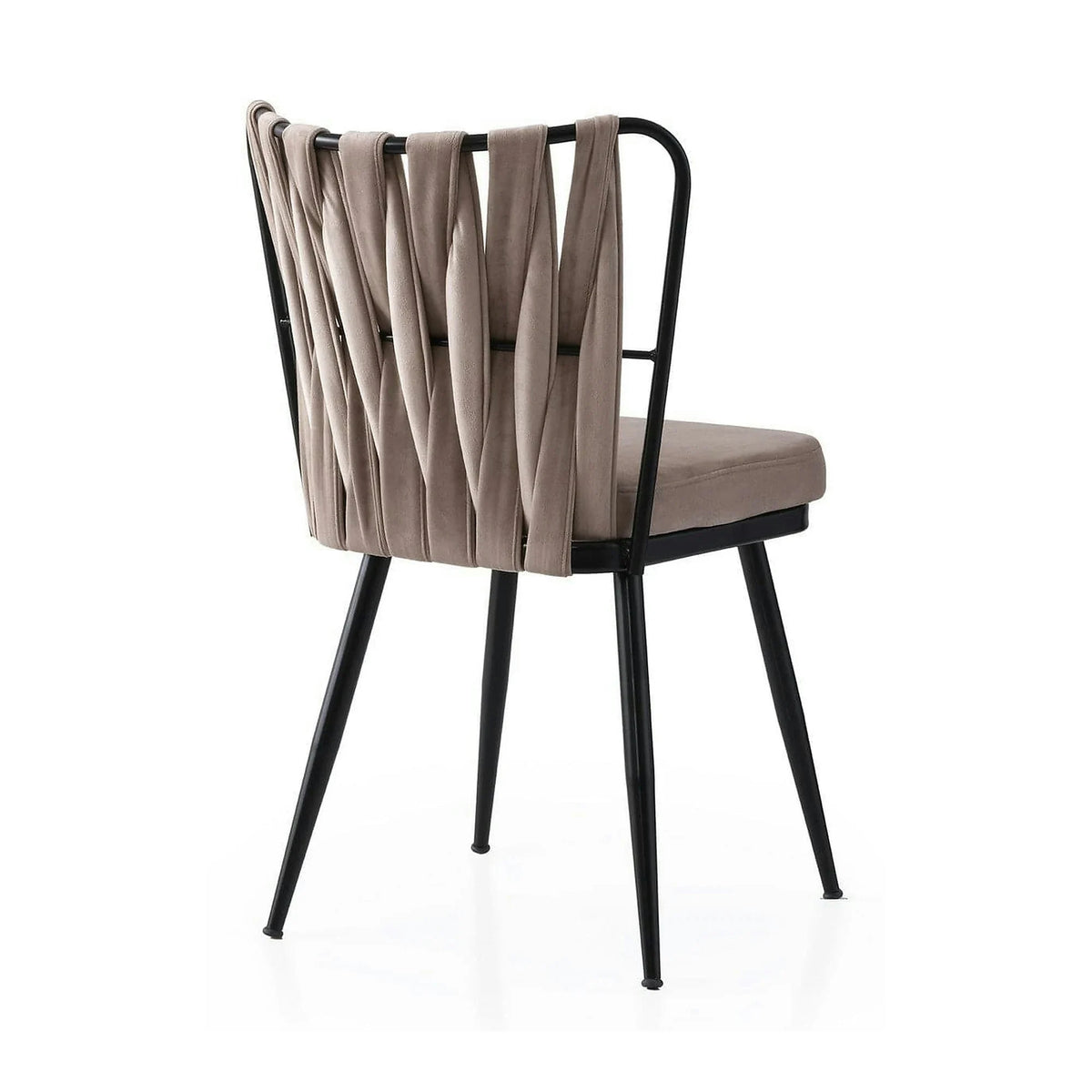 Set 4 scaune KUSAKLI 222 V4, bej/negru, stofa catifelata/metal, 43x43x82 cm