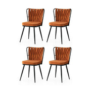Set 4 scaune KUSAKLI 224 V4, caramiziu/negru, stofa catifelata/metal, 43x43x82 cm