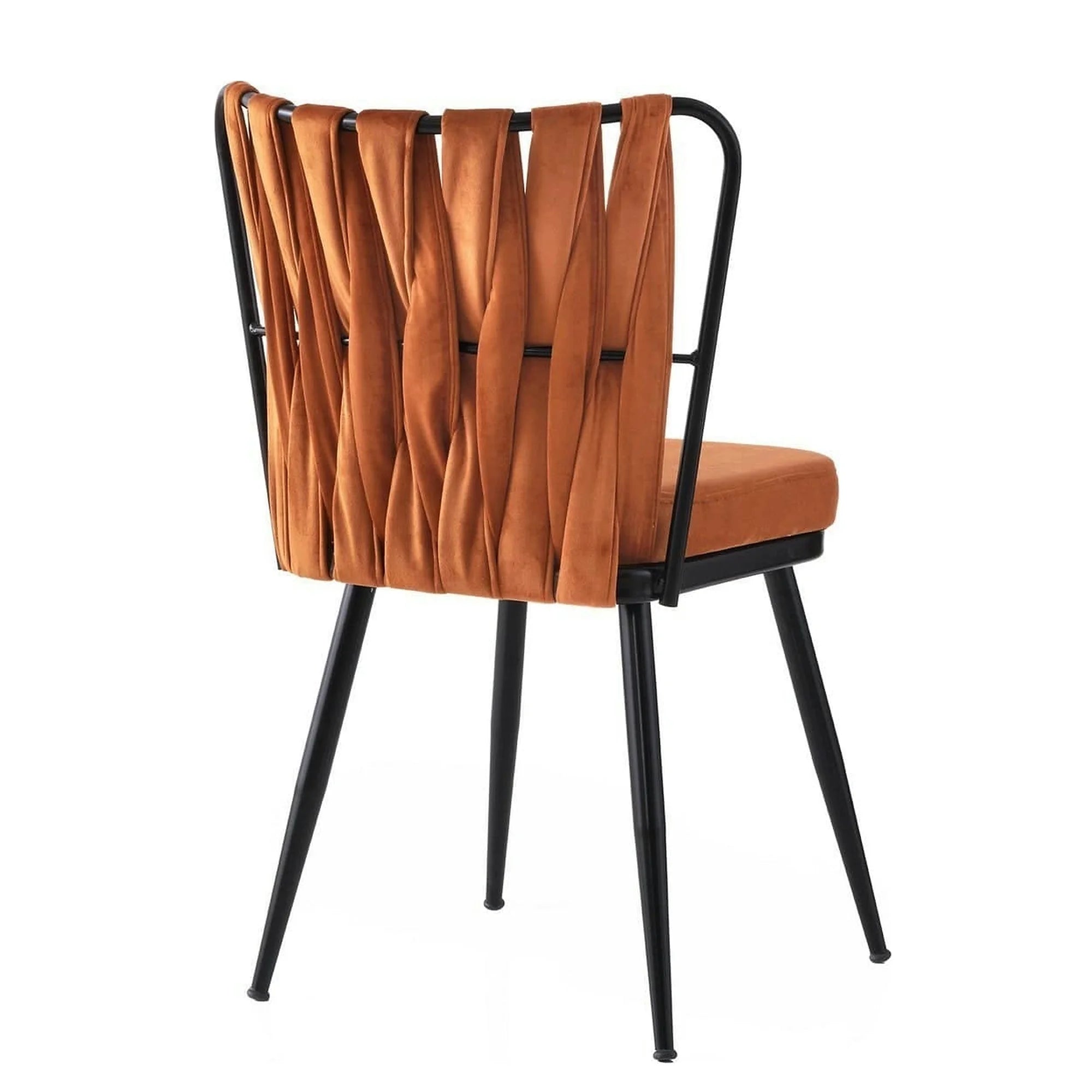 Set 4 scaune KUSAKLI 224 V4, caramiziu/negru, stofa catifelata/metal, 43x43x82 cm
