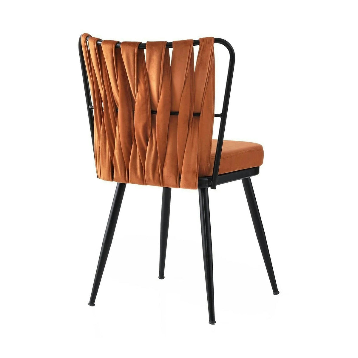Set 4 scaune KUSAKLI 224 V4, caramiziu/negru, stofa catifelata/metal, 43x43x82 cm