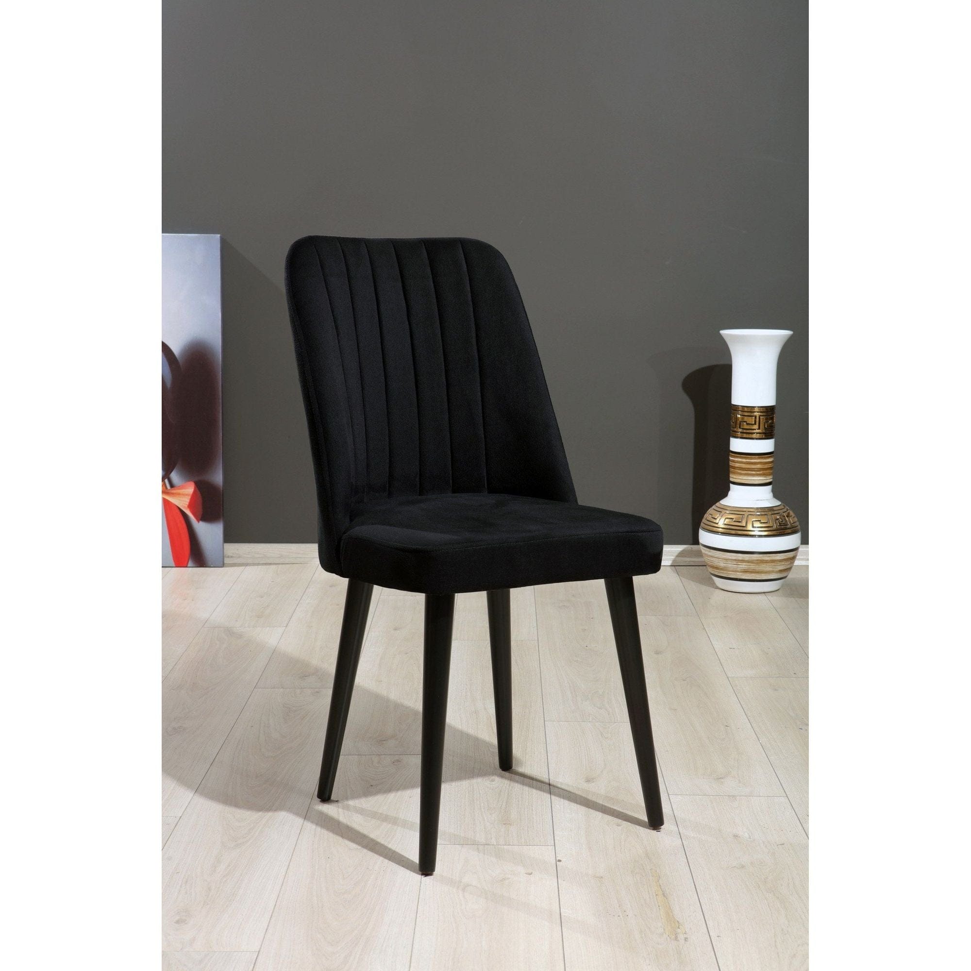Set 4 scaune POLO, negru, stofa catifelata/metal, 46x45x92 cm