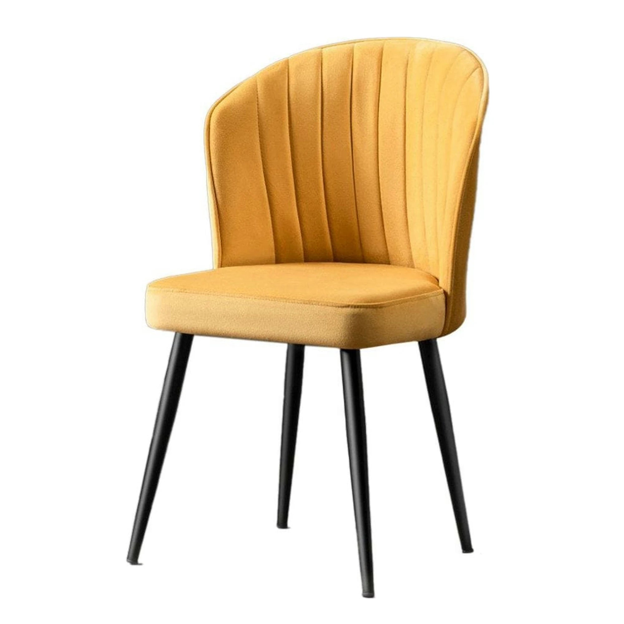 Set 4 scaune RUBI, galben/negru, stofa catifelata/metal, 52x42x85 cm