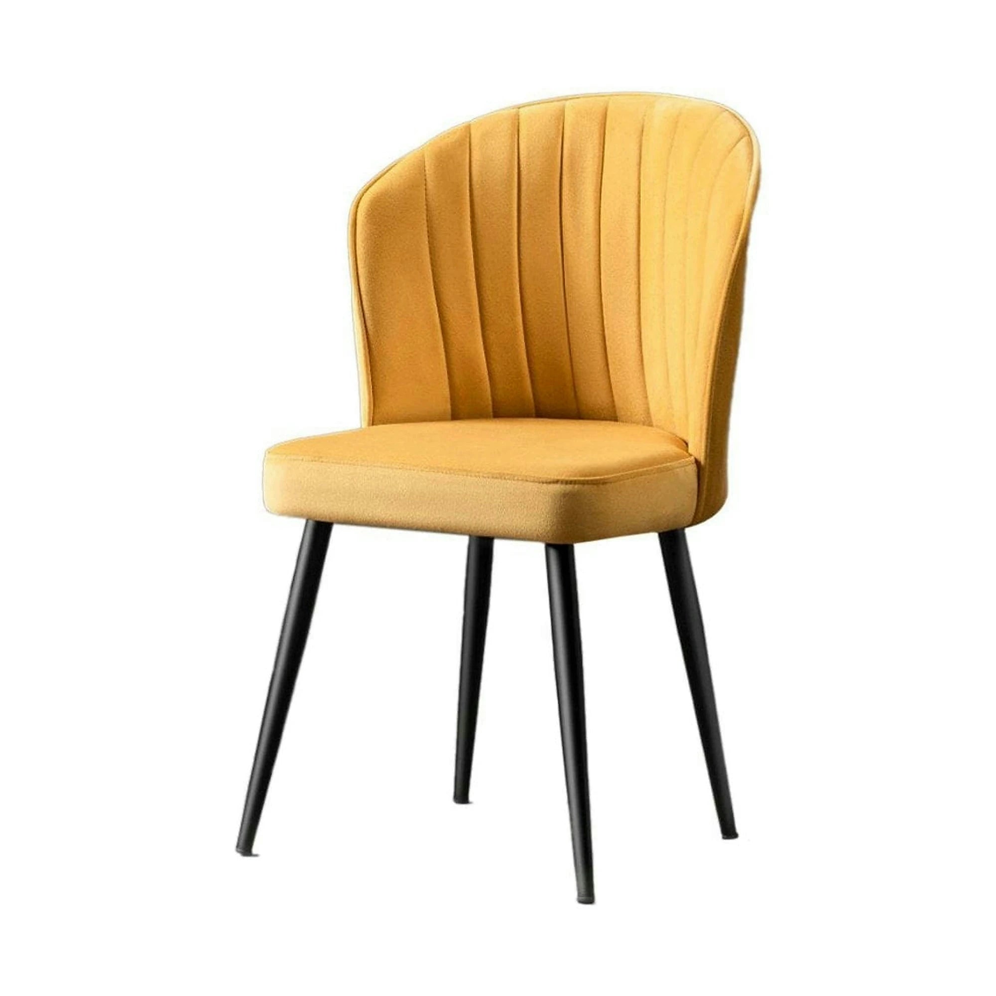 Set 4 scaune RUBI, galben/negru, stofa catifelata/metal, 52x42x85 cm