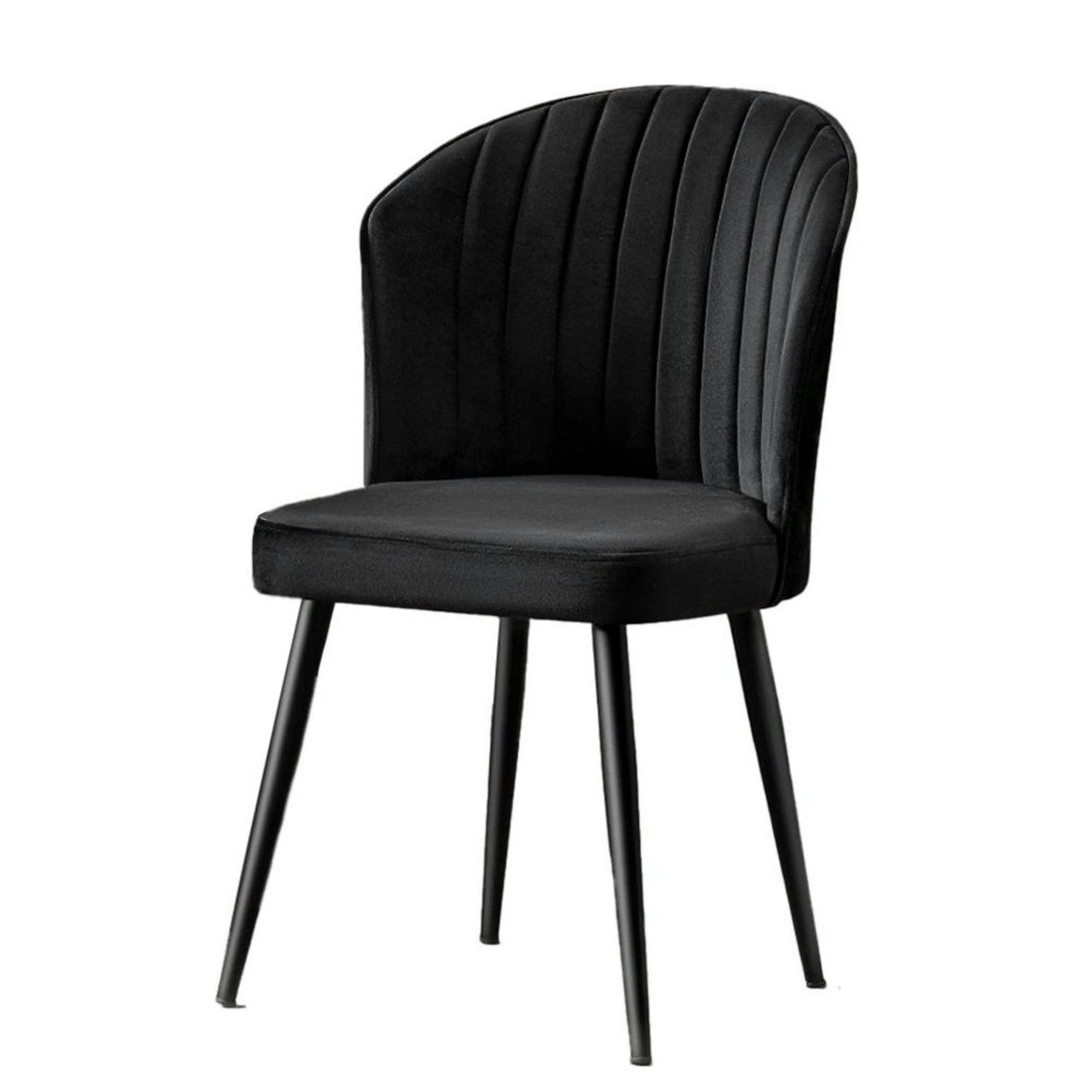 Set 4 scaune RUBI, negru, stofa catifelata/metal, 52x42x85 cm