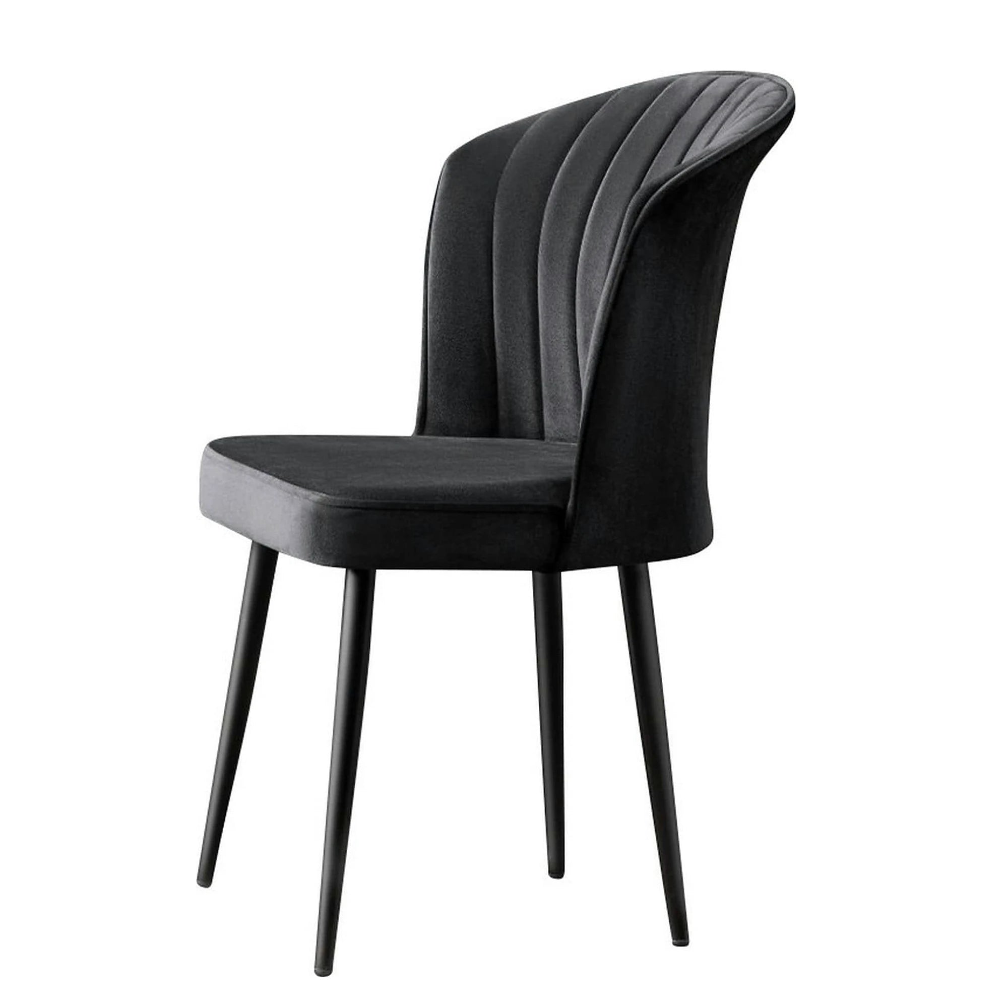Set 4 scaune RUBI, negru, stofa catifelata/metal, 52x42x85 cm