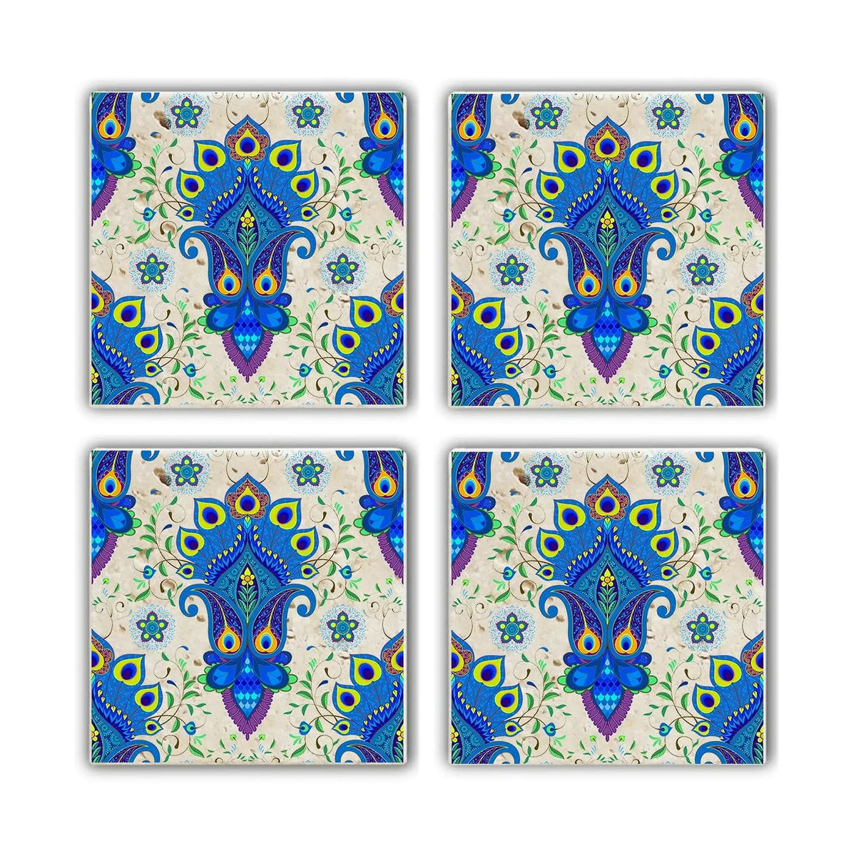 Set 4 suporturi pahare 366TYR1115, multicolor, piatra naturala, 10x1 cm