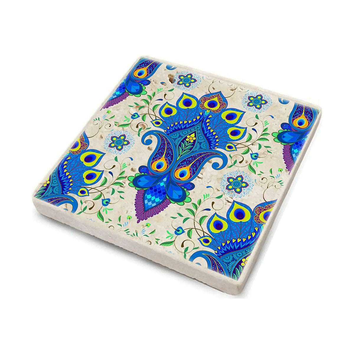 Set 4 suporturi pahare 366TYR1115, multicolor, piatra naturala, 10x1 cm
