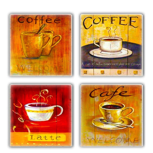 Set 4 suporturi pahare 366TYR1167, multicolor, piatra naturala, 10x1 cm