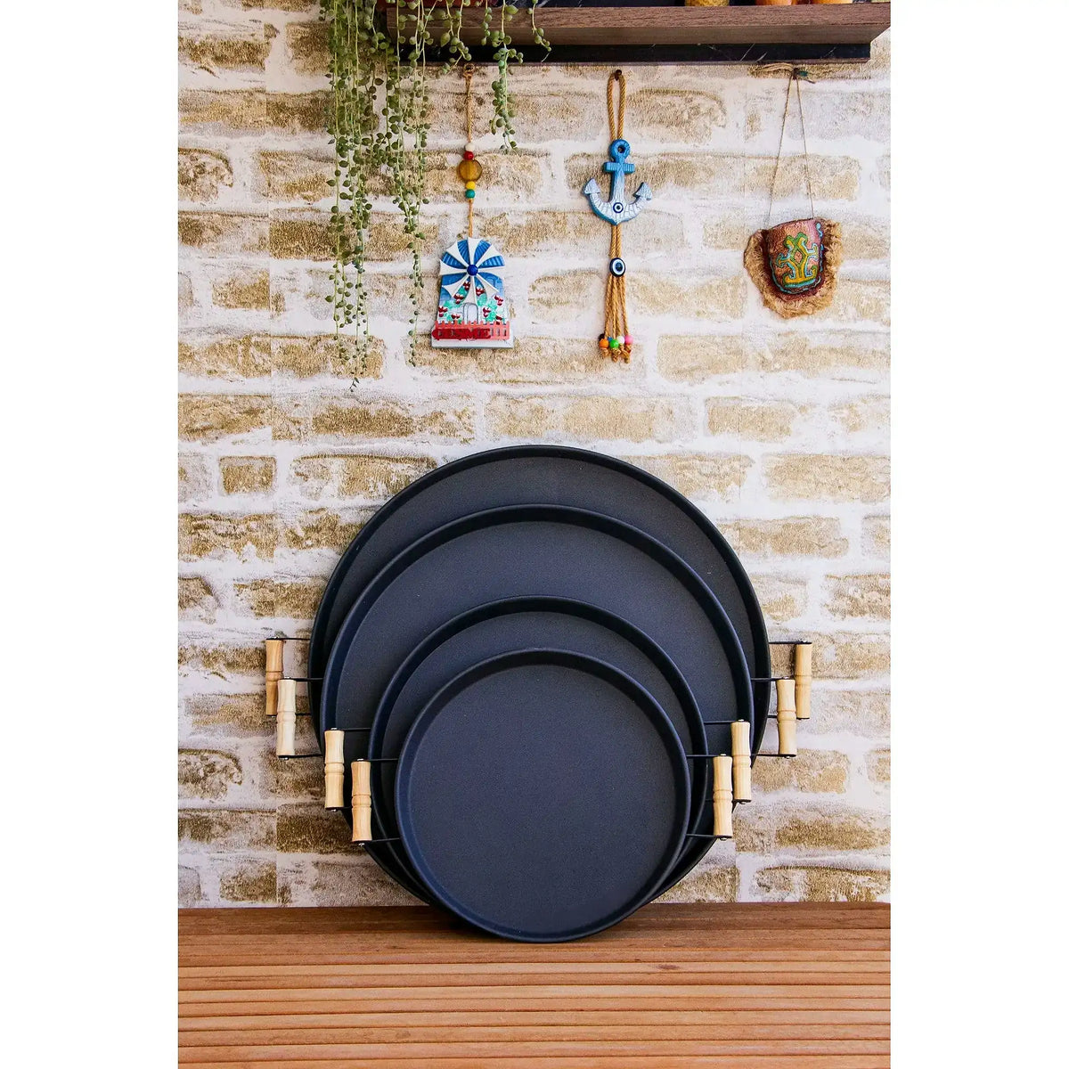 Set 4 tăvi M0259-S, negru, metal