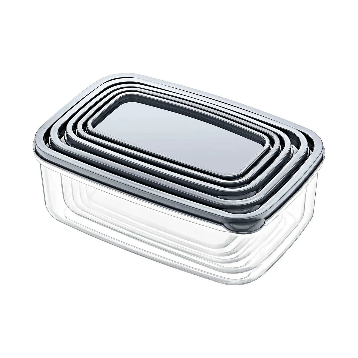 Set 5 cutii depozitare EMBSEF05-3581321, transparent, plastic