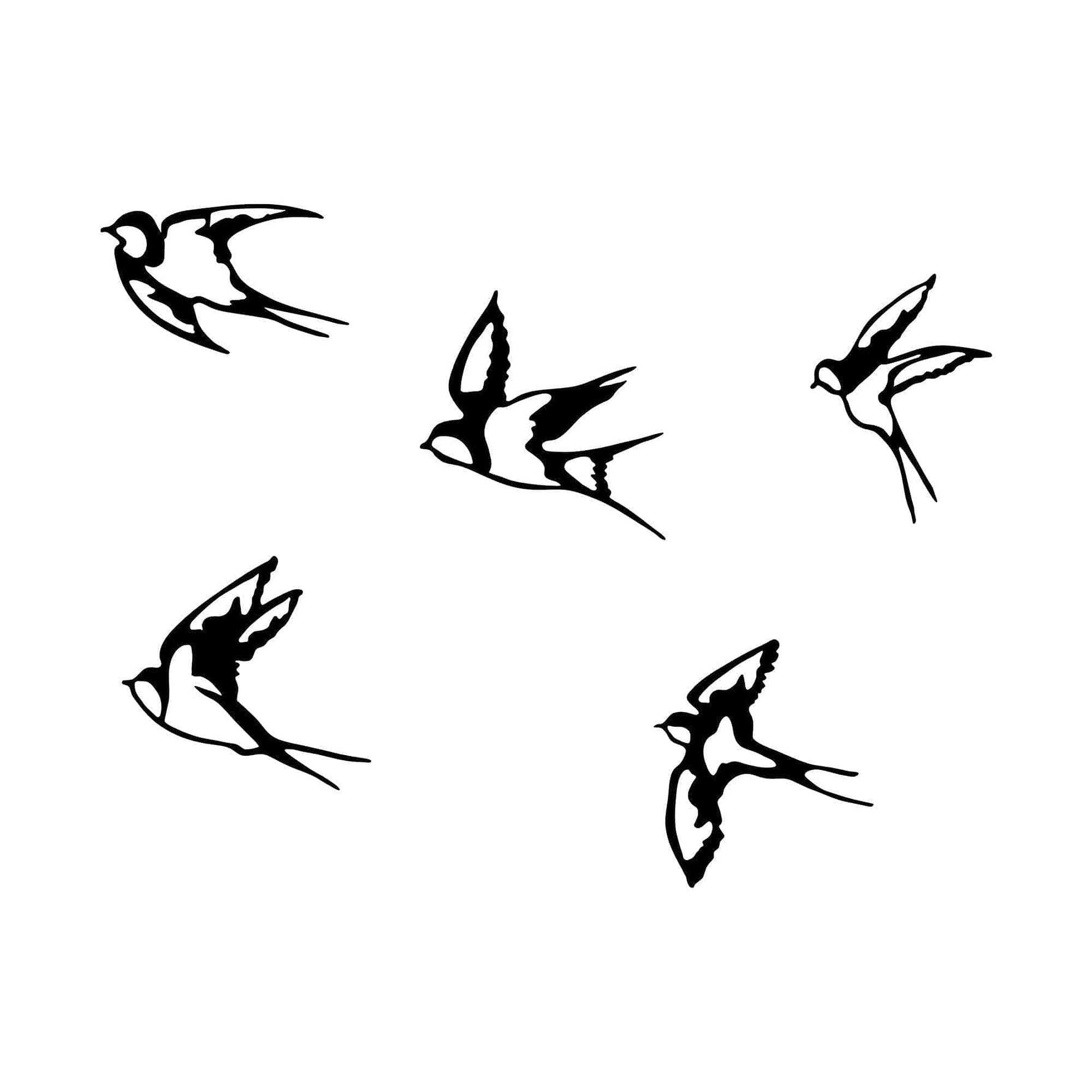 Set 5 decoratiuni perete SWALLOWS-303, negru, metal