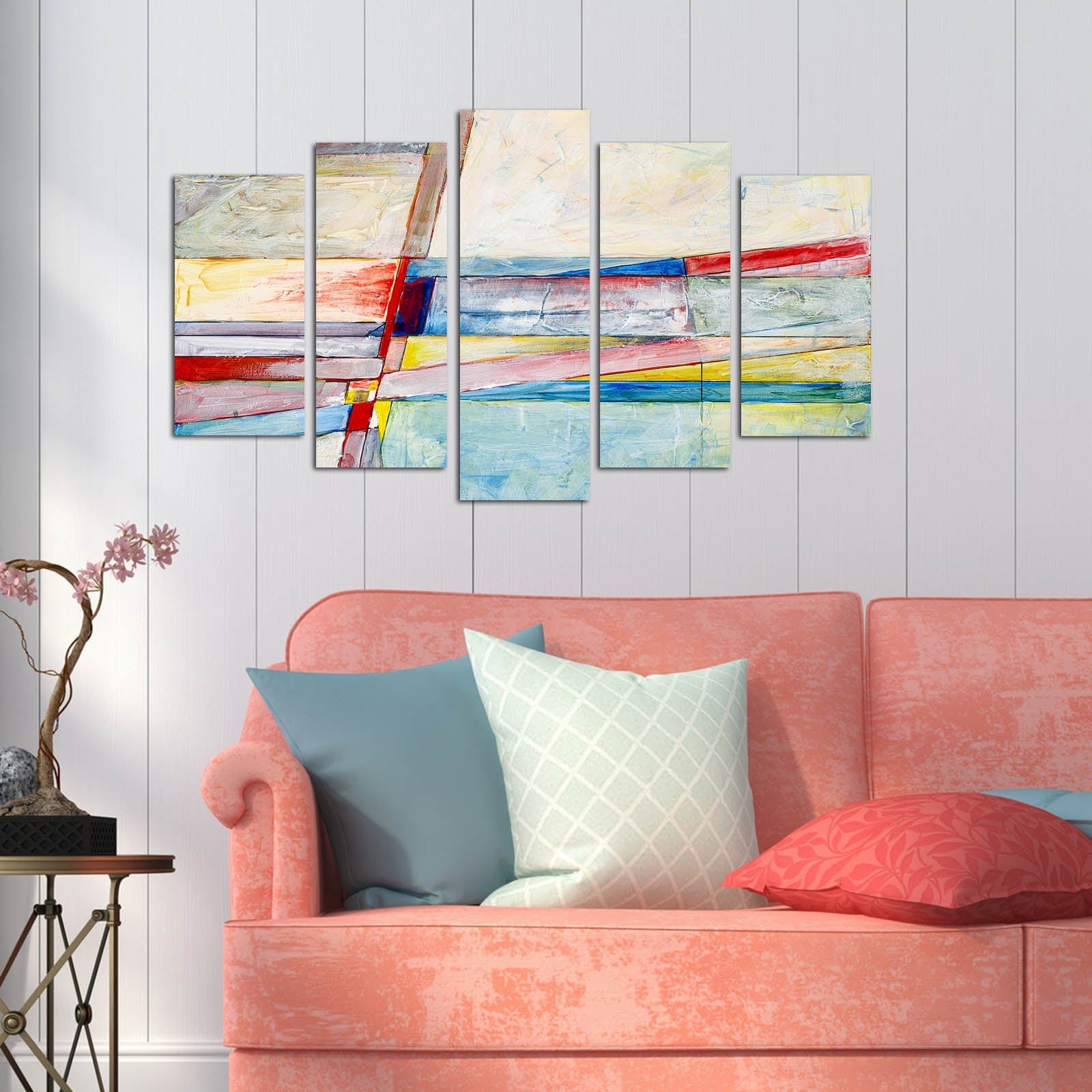 Set 5 tablouri 5ABSMDF-51, multicolor, 110x60 cm
