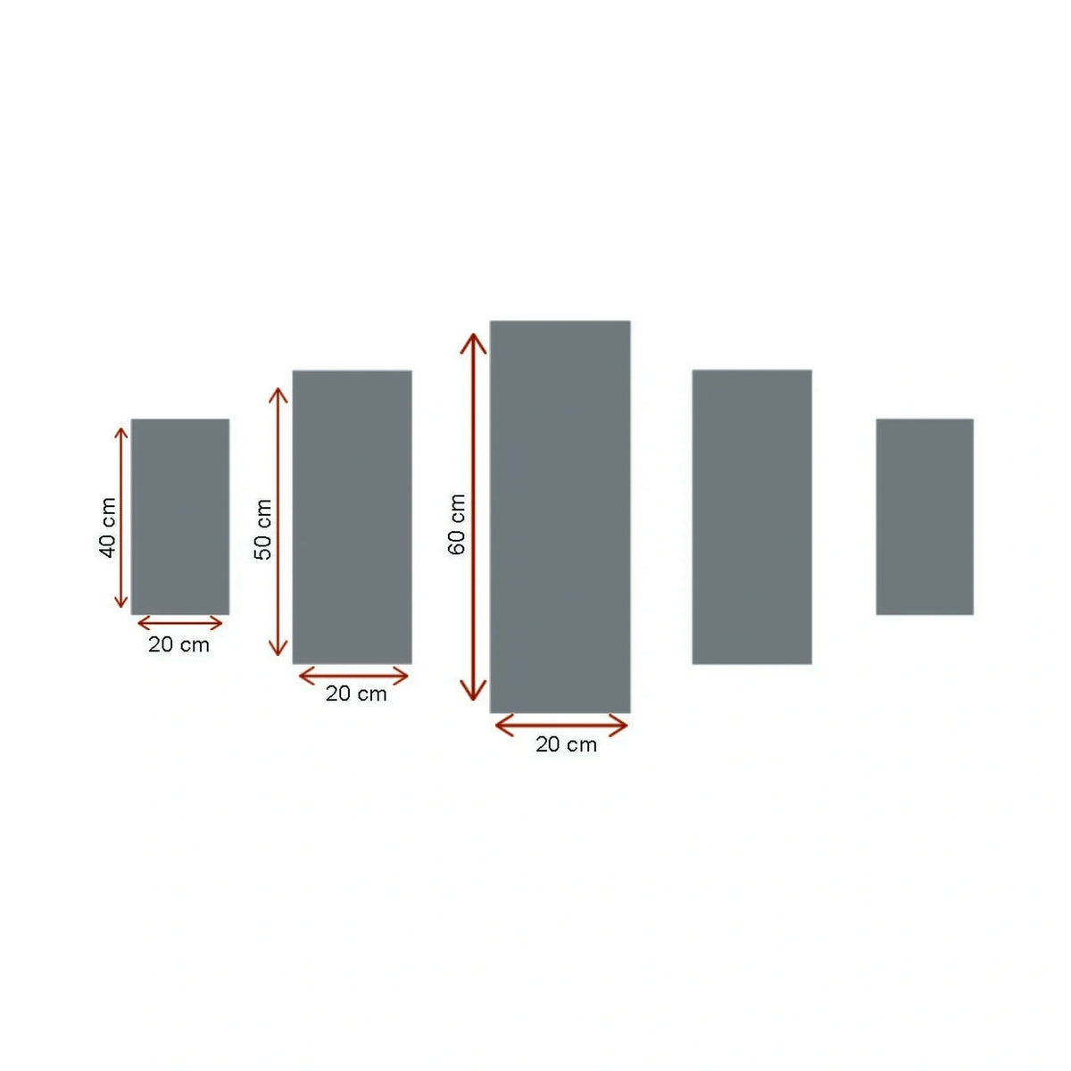 Set 5 tablouri 5PMDF-35, multicolor, MDF, 20x60 cm