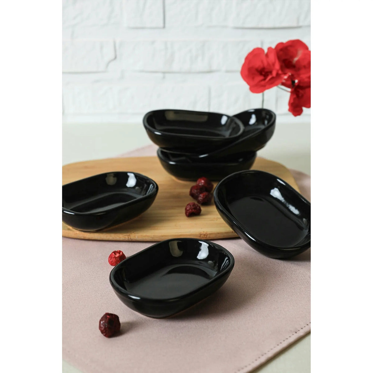 Set 6 boluri 275KRM2195, negru, ceramica, 11 cm