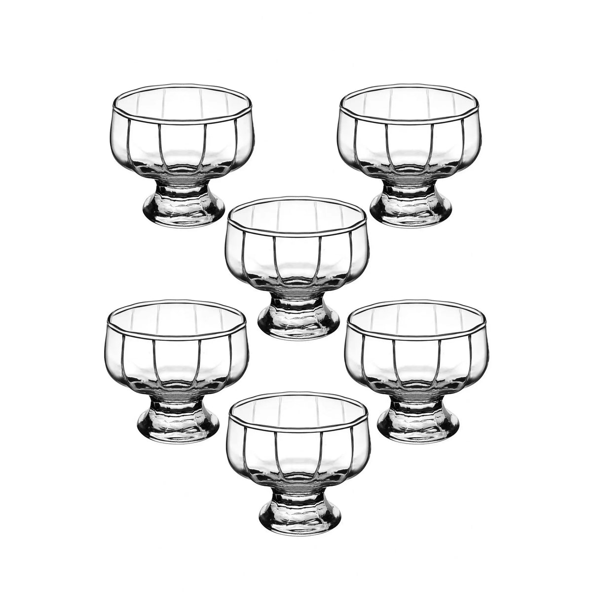 Set 6 boluri IC0796GCL, transparent, sticlă, 10x10x8 cm