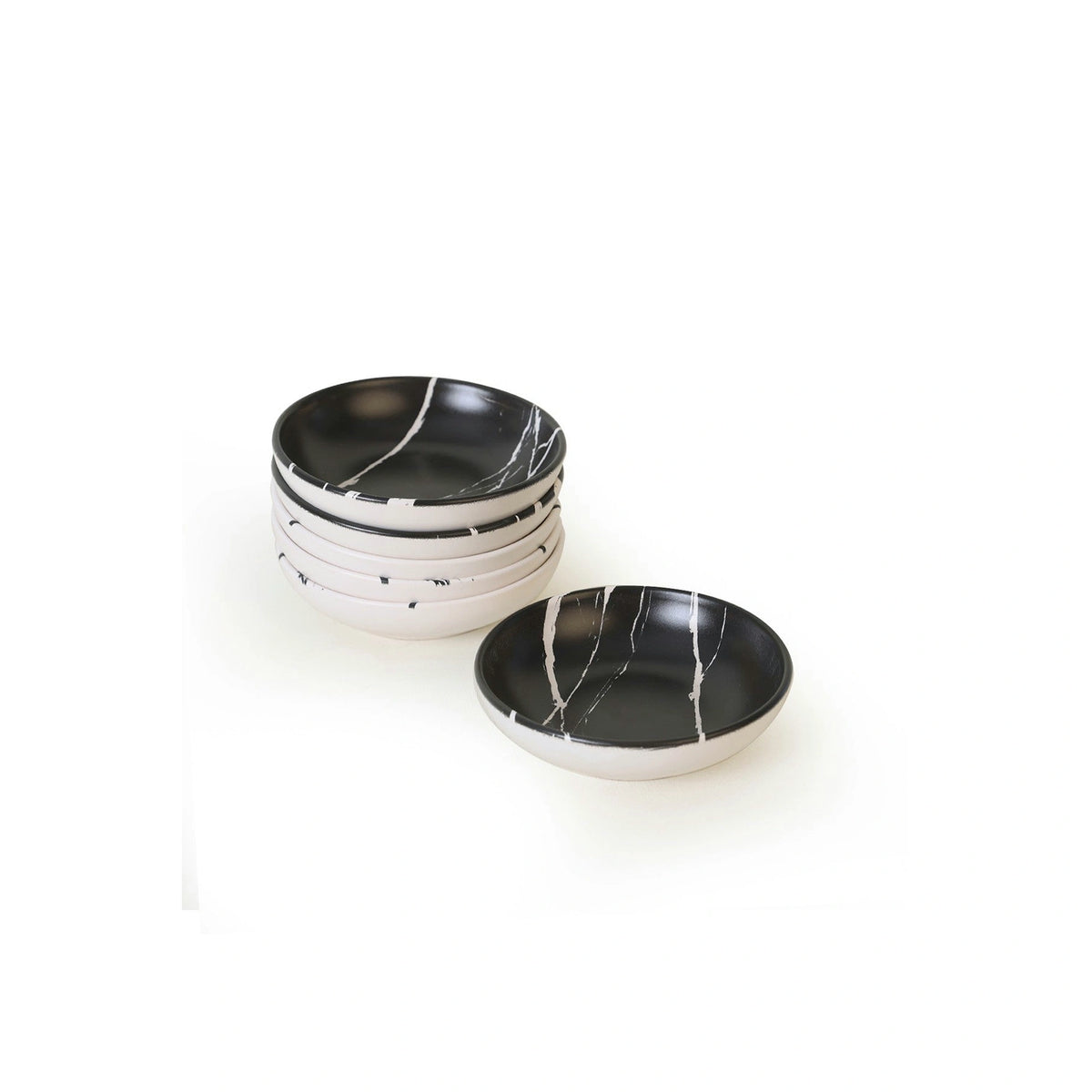 Set 6 boluri X00017422, alb/negru, ceramica, 13 cm