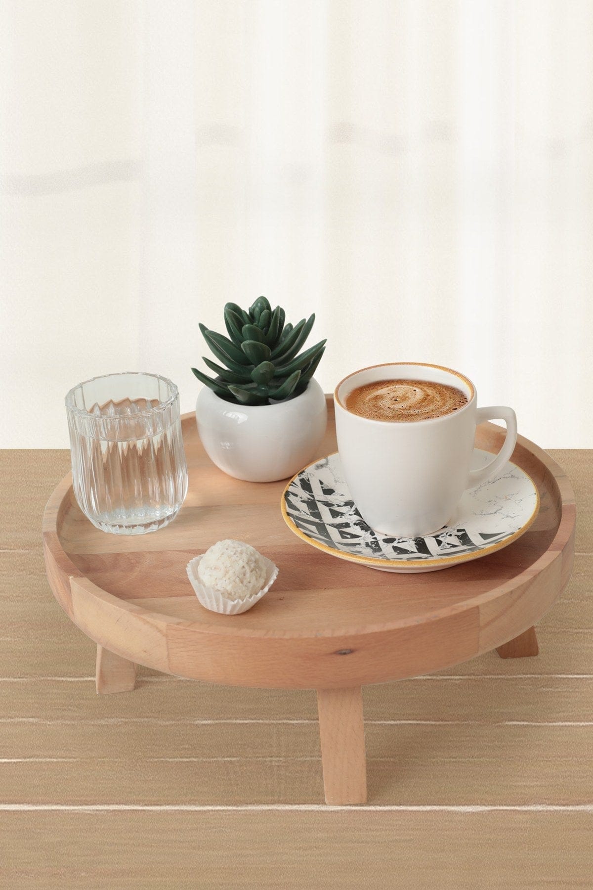 Set 6 cesti cu 6 farfurii 275KRM1926, alb/negru, ceramica, 110 ml