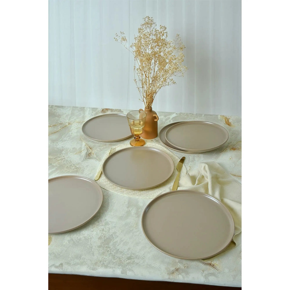 Set 6 farfurii 275KRM2204, bej, ceramica, 28 cm