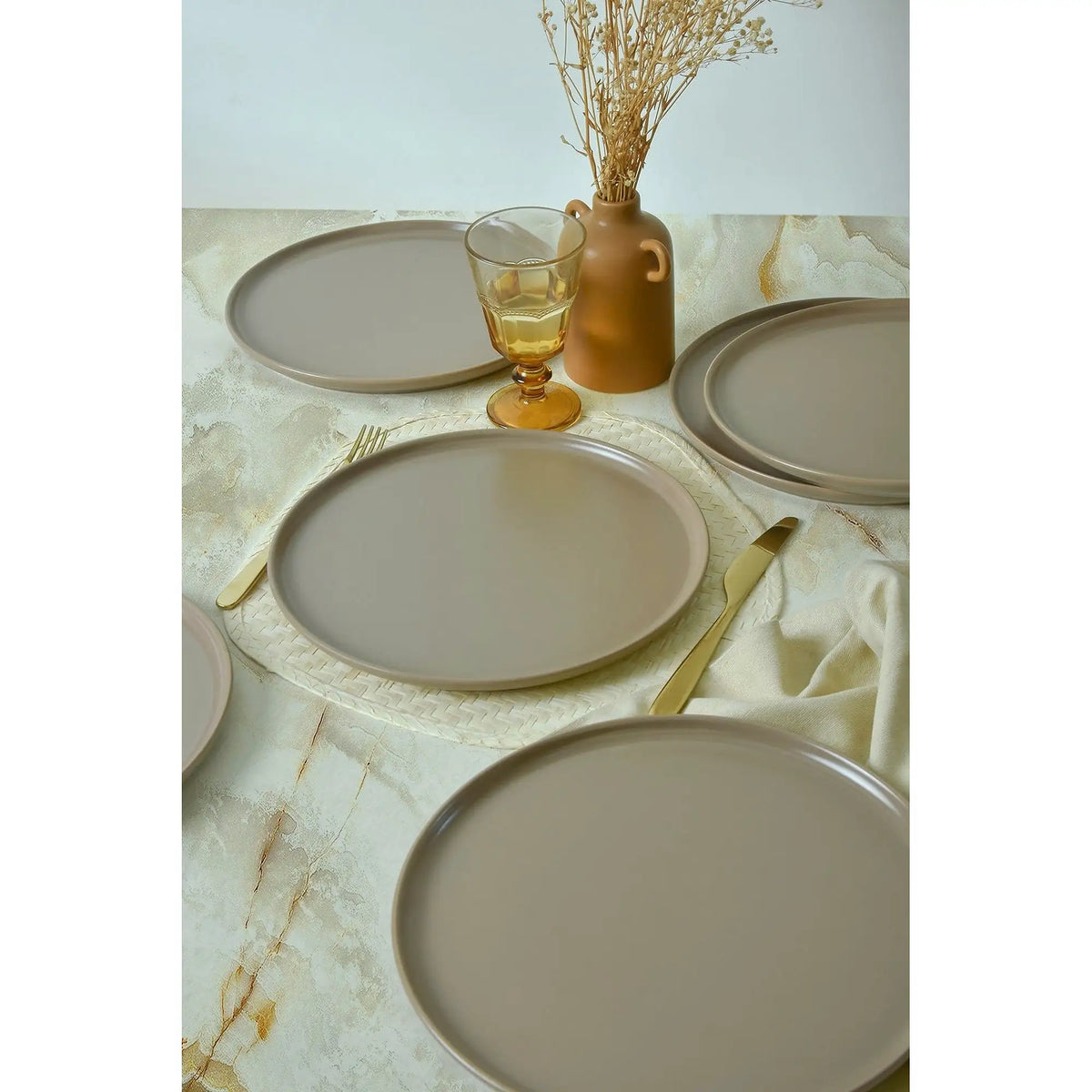 Set 6 farfurii 275KRM2204, bej, ceramica, 28 cm