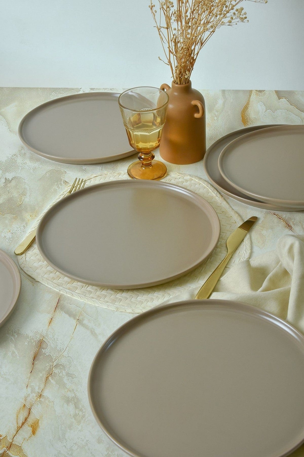 Set 6 farfurii 275KRM2204, bej, ceramica, 28 cm