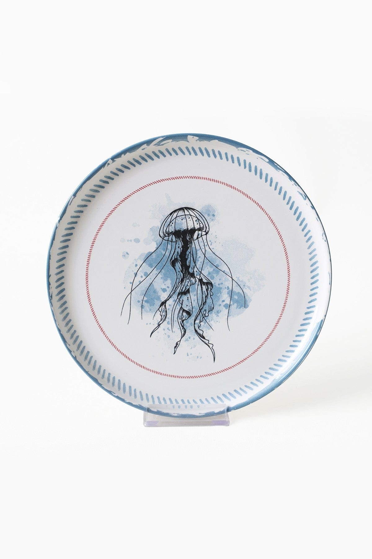 Set 6 farfurii 275KRM2321, alb/albastru, ceramica, 22 cm