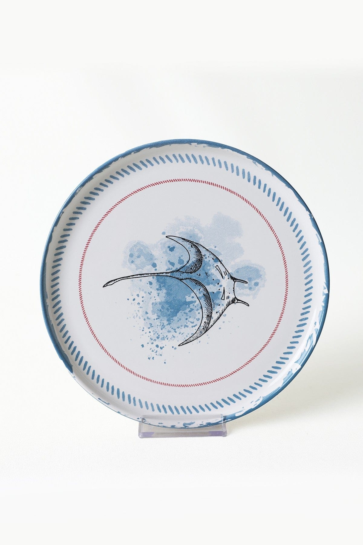 Set 6 farfurii 275KRM2321, alb/albastru, ceramica, 22 cm