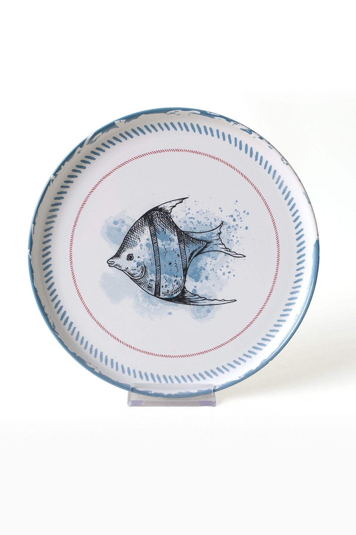 Set 6 farfurii 275KRM2321, alb/albastru, ceramica, 22 cm