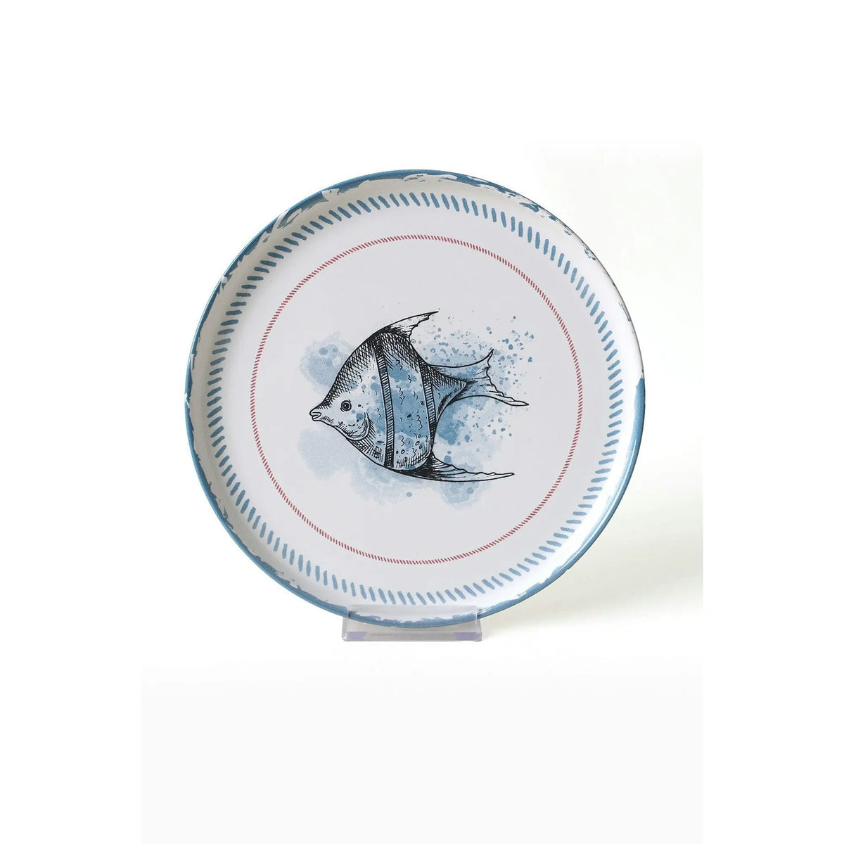 Set 6 farfurii 275KRM2321, alb/albastru, ceramica, 22 cm