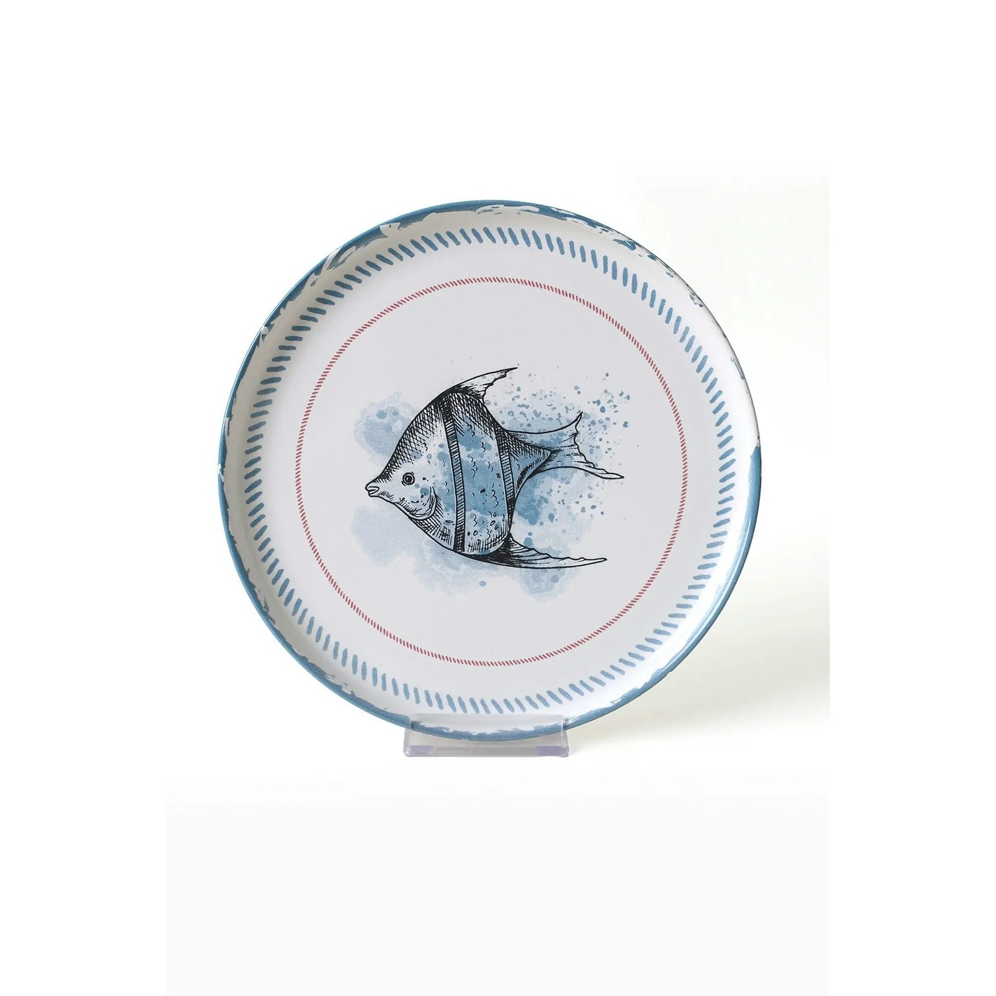 Set 6 farfurii 275KRM2321, alb/albastru, ceramica, 22 cm