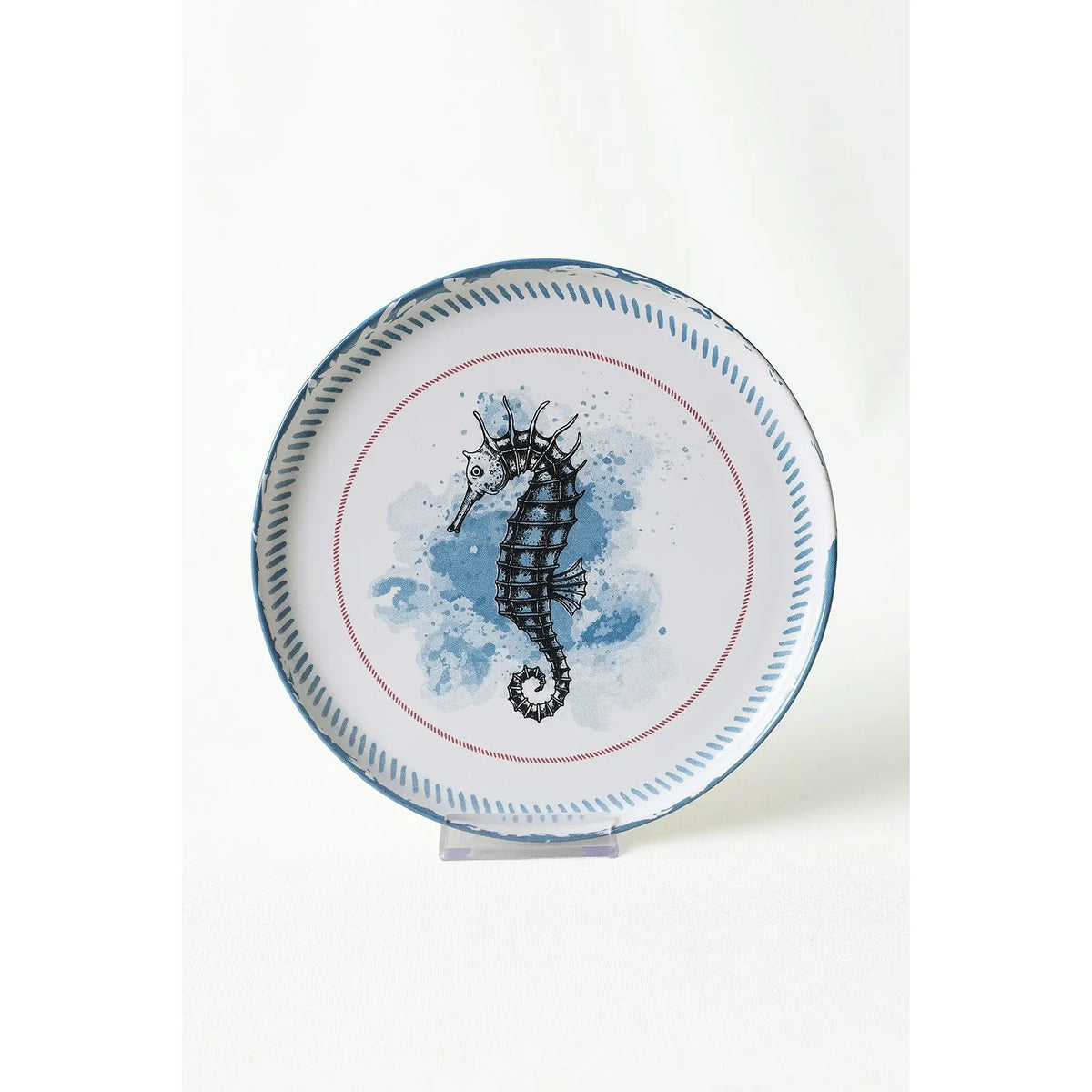 Set 6 farfurii 275KRM2321, alb/albastru, ceramica, 22 cm