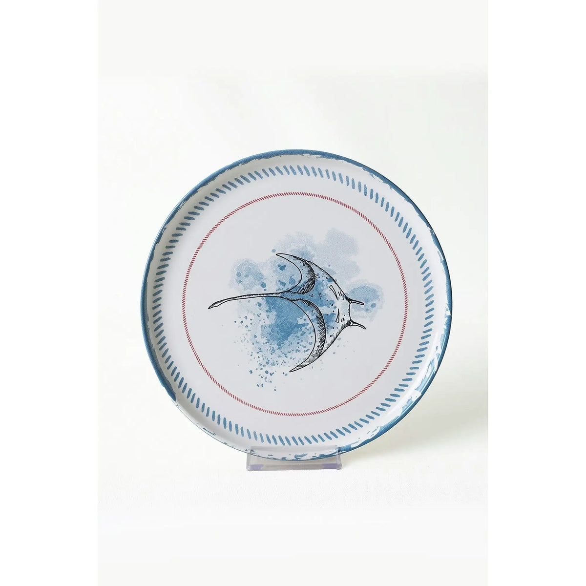 Set 6 farfurii 275KRM2321, alb/albastru, ceramica, 22 cm