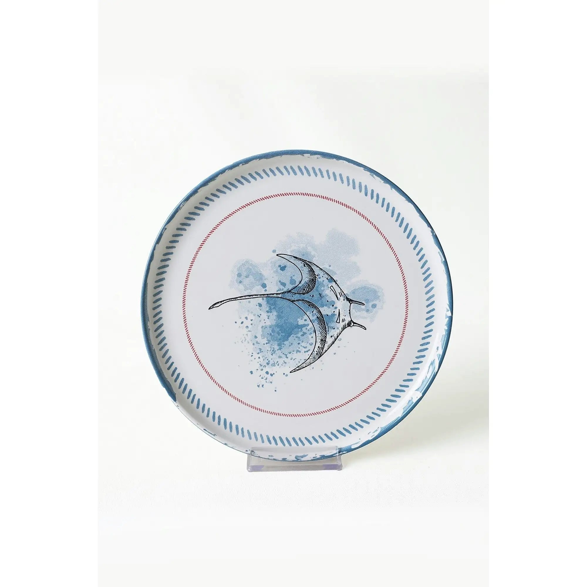 Set 6 farfurii 275KRM2321, alb/albastru, ceramica, 22 cm