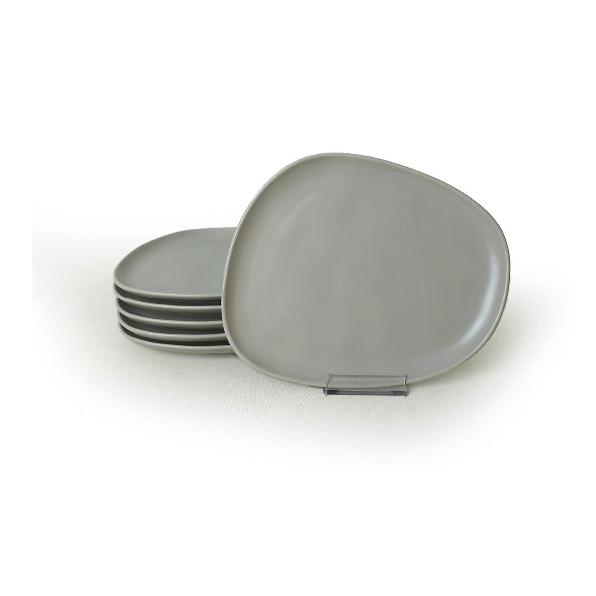 Set 6 farfurii desert 275KRM2207, gri mat, ceramica, 23 cm