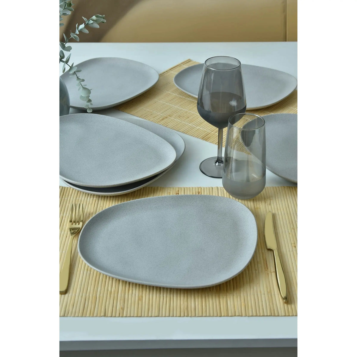 Set 6 farfurii desert 275KRM2212, gri, ceramica, 30 cm