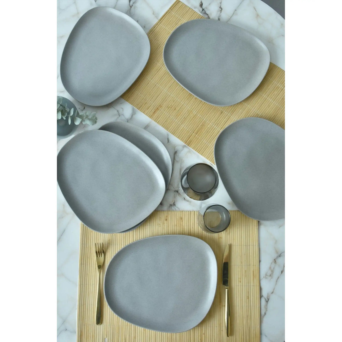 Set 6 farfurii desert 275KRM2212, gri, ceramica, 30 cm