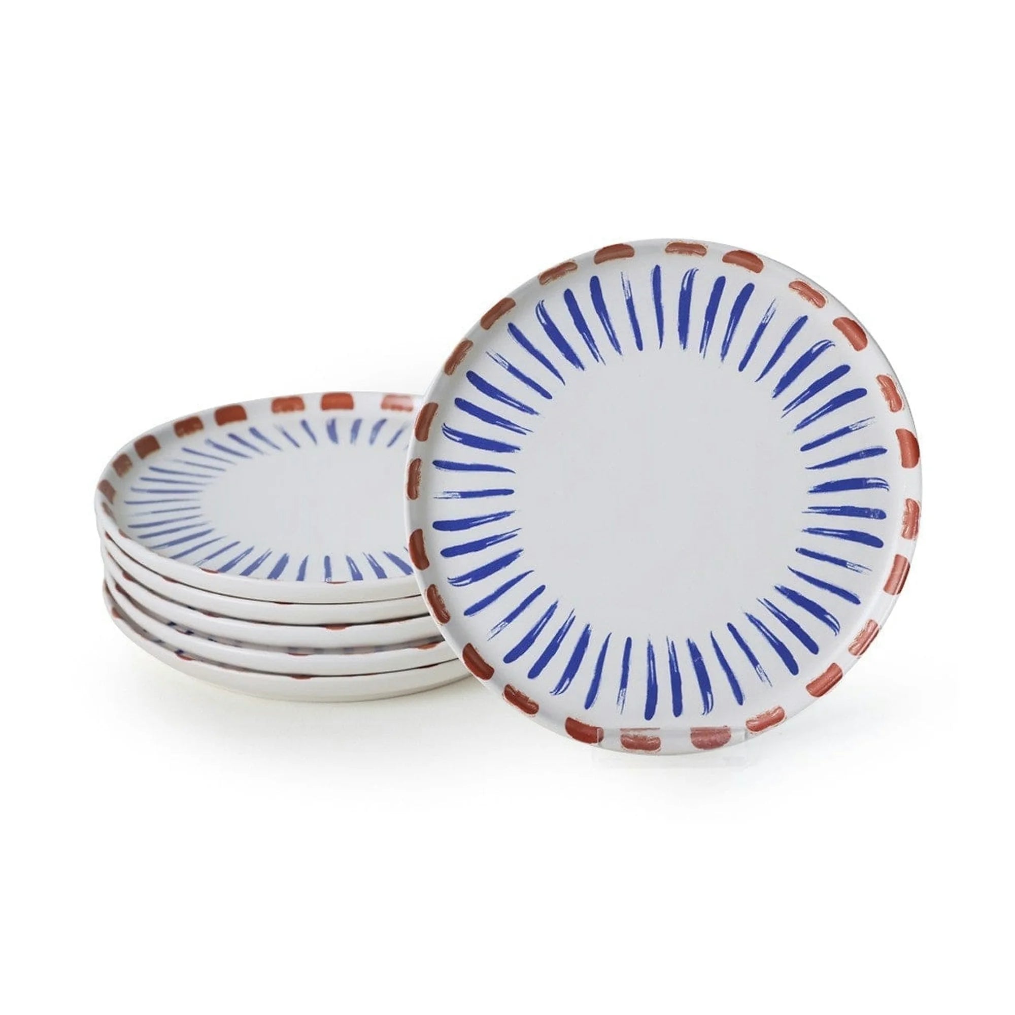 Set 6 farfurii desert 275KRM2324, alb/albastru, ceramica, 22 cm