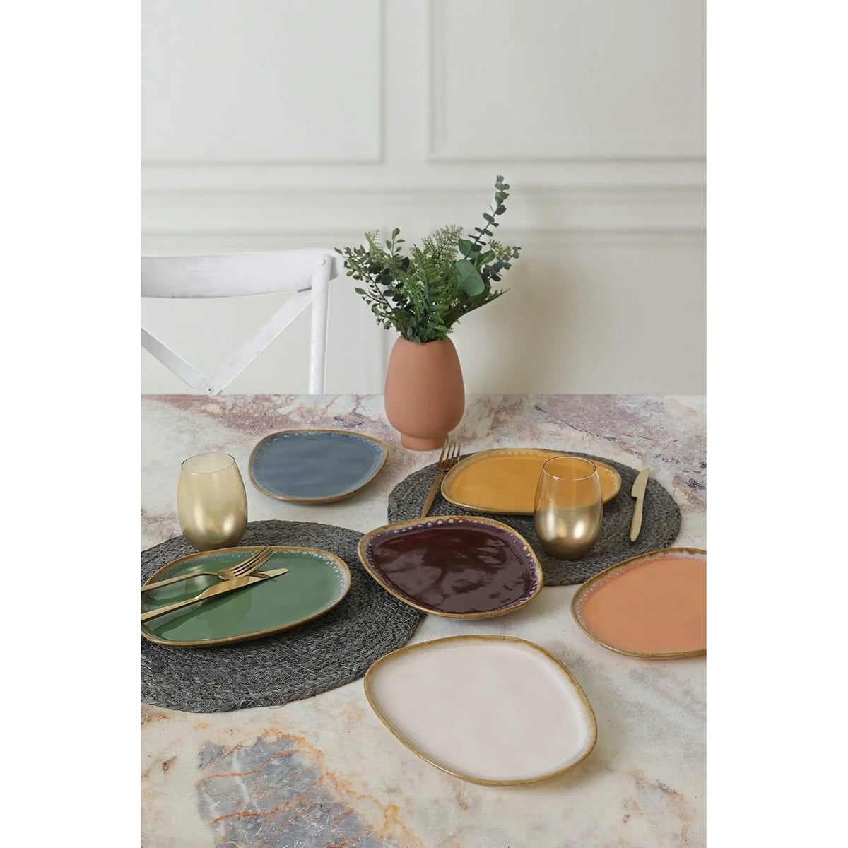 Set 6 farfurii desert 275KRM2325, multicolor, ceramica, 23 cm
