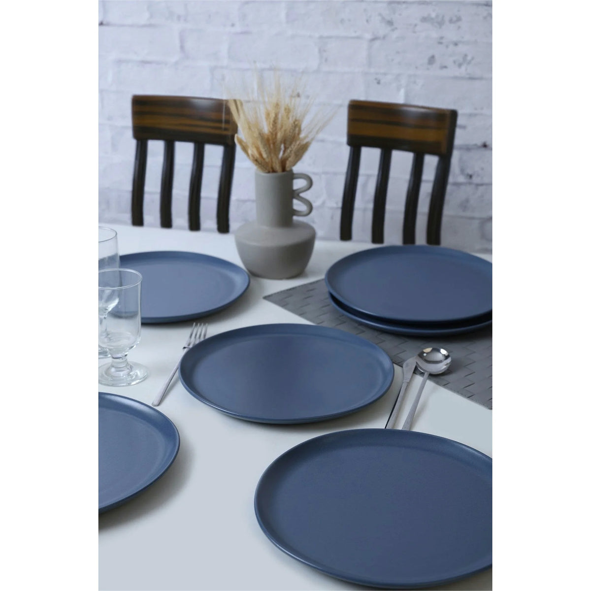Set 6 farfurii X00018763, albastru inchis, ceramica, 28 cm