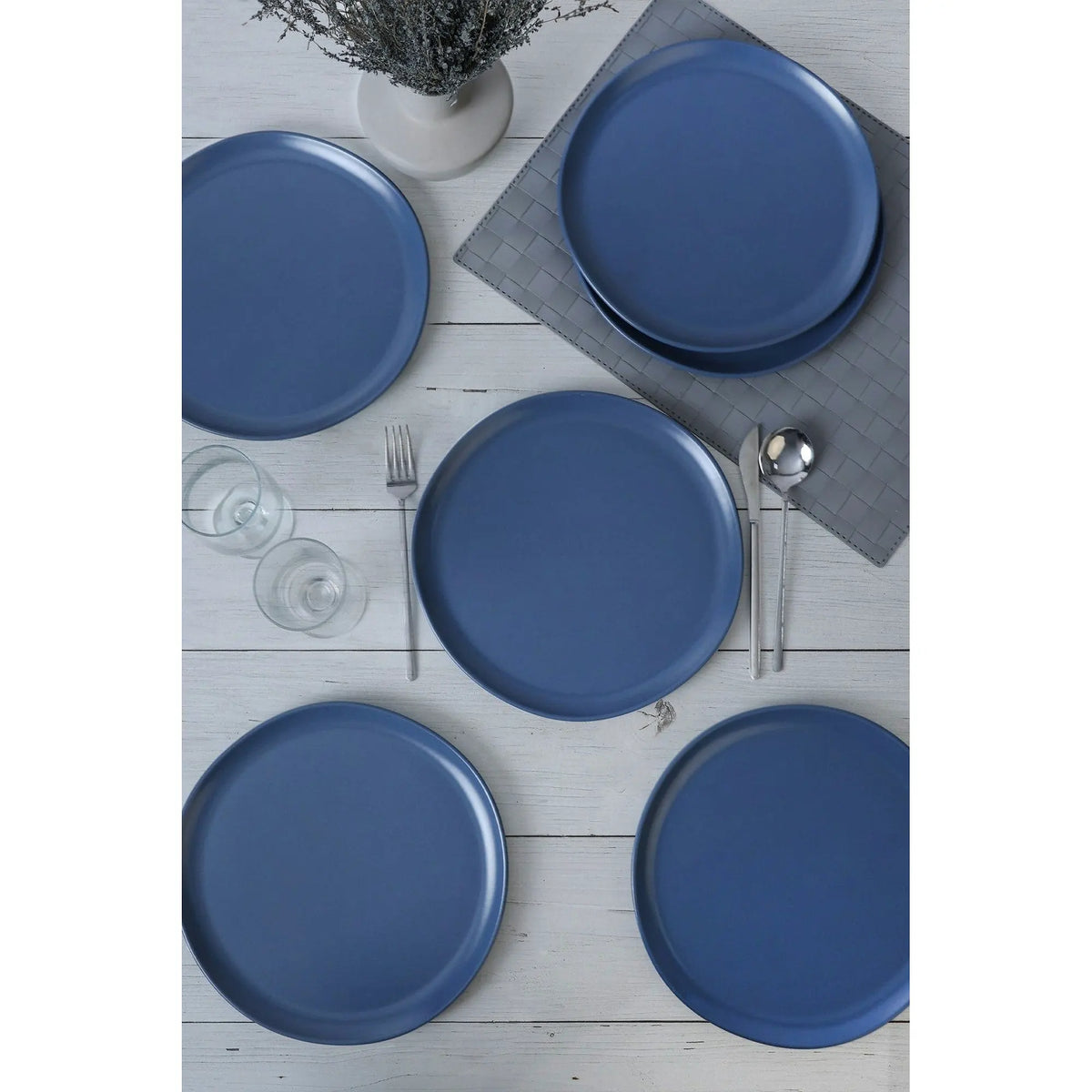 Set 6 farfurii X00018763, albastru inchis, ceramica, 28 cm