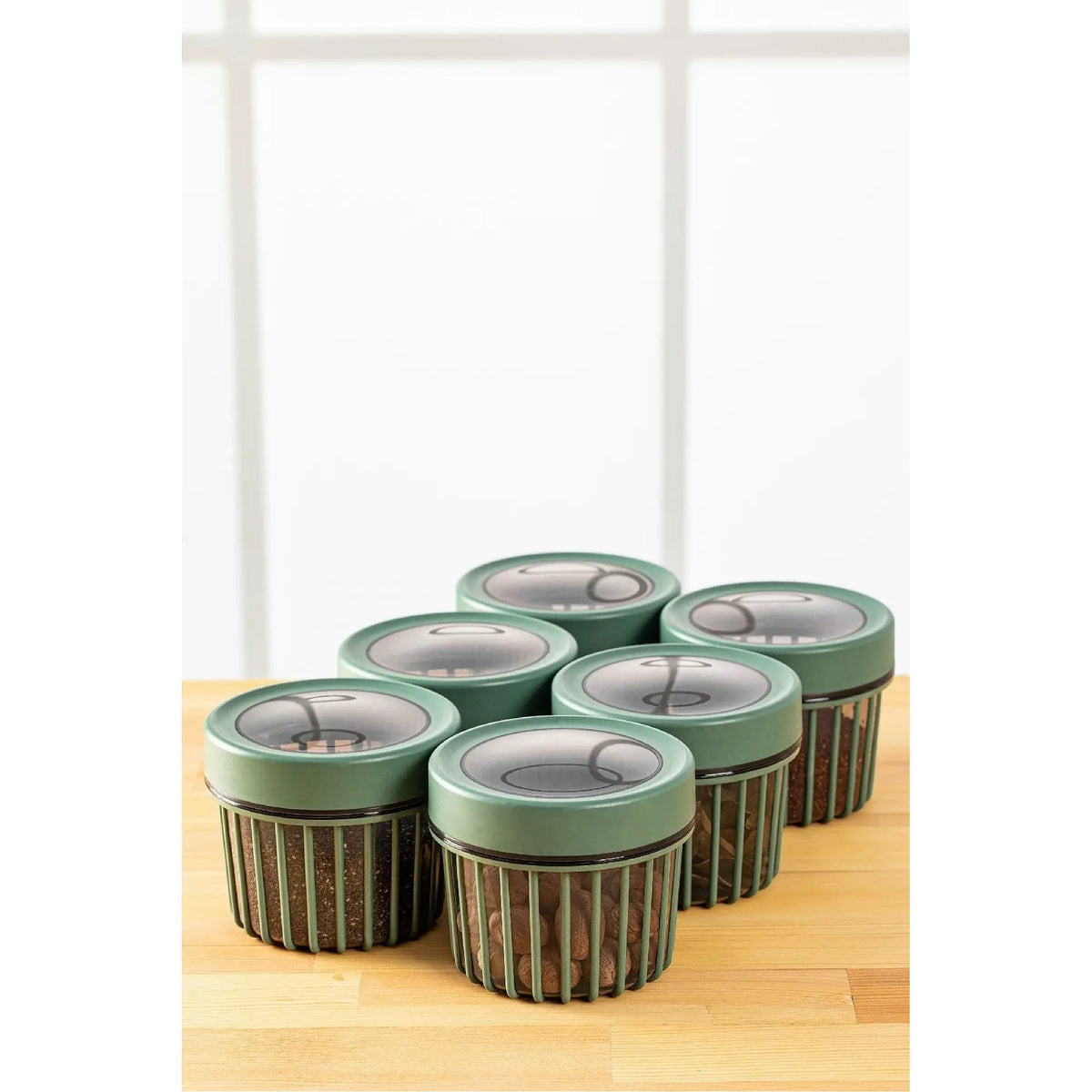 Set 6 recipiente LINEA500, verde, plastic, 500 ml