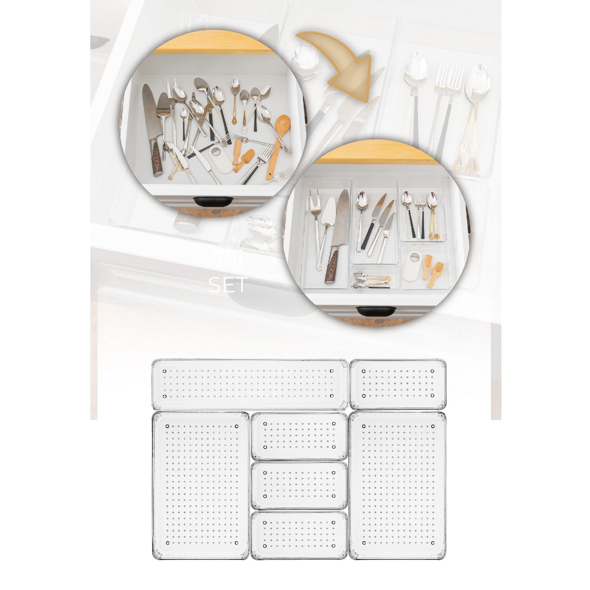 Set 7 organizatoare 992FRM1215, transparent, plastic