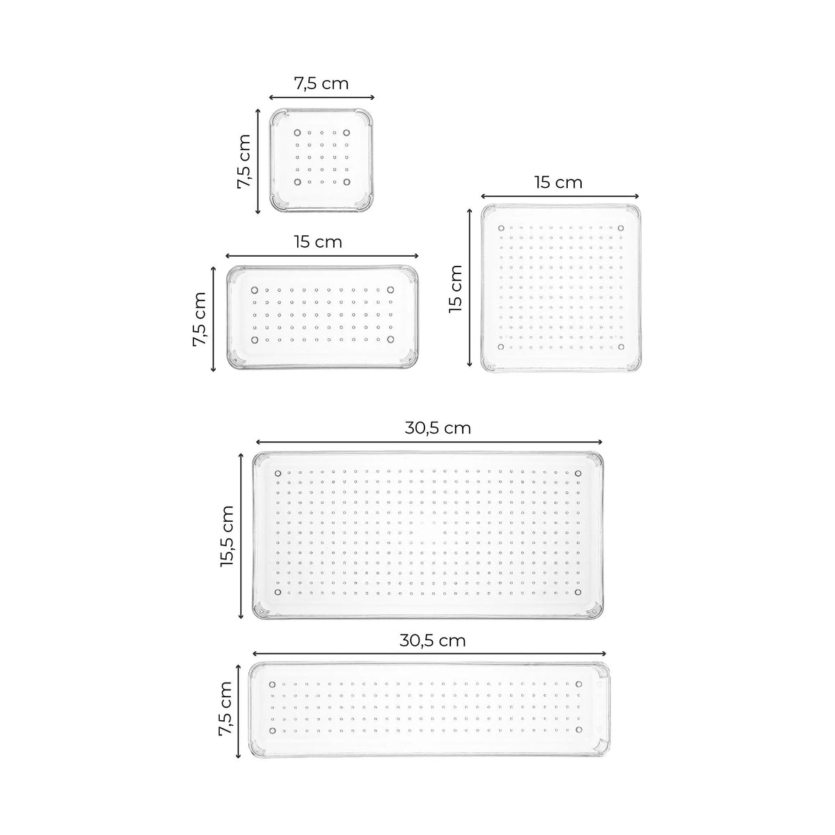 Set 8 organizatoare 992FRM1211, transparent, plastic