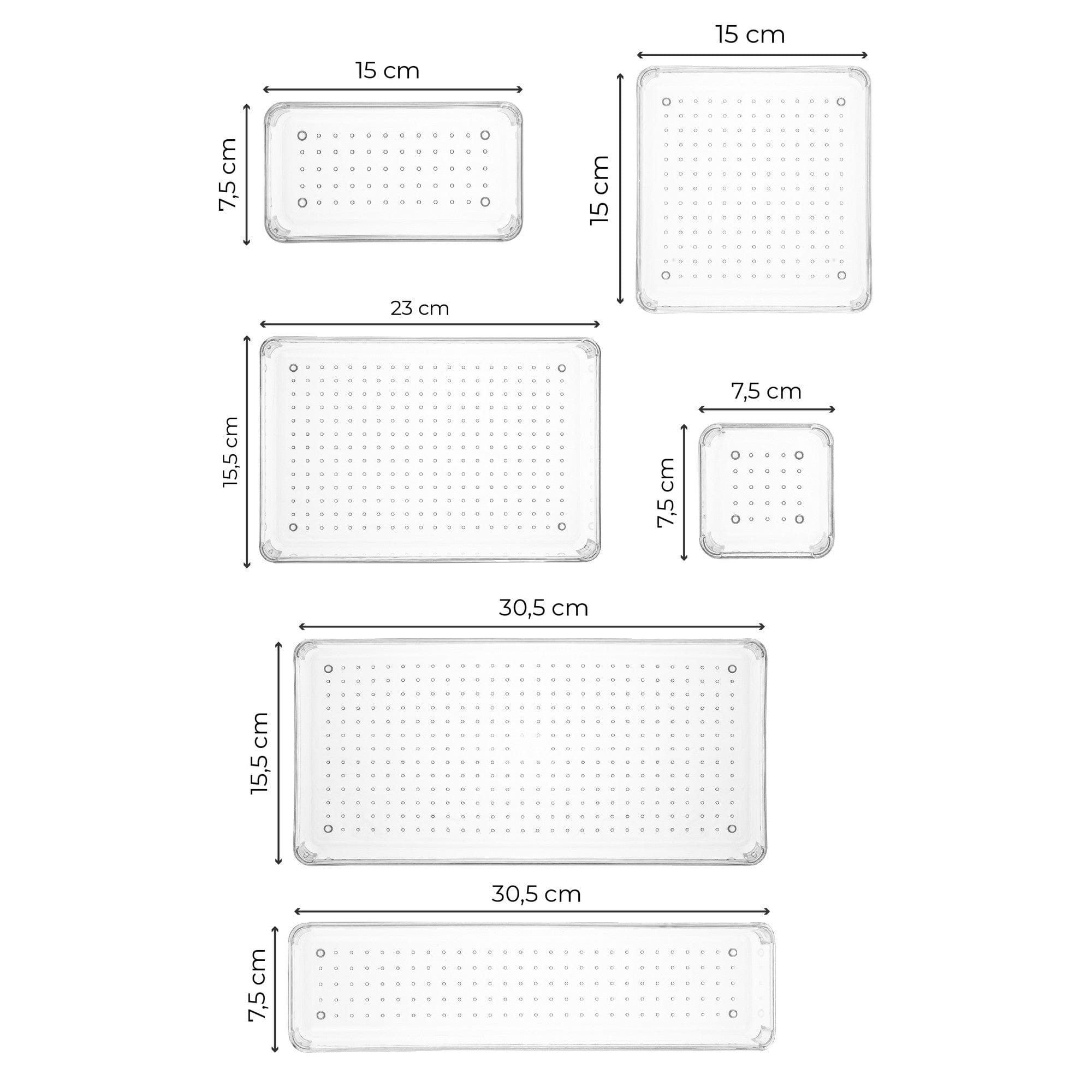 Set 8 organizatoare 992FRM1212, transparent, plastic