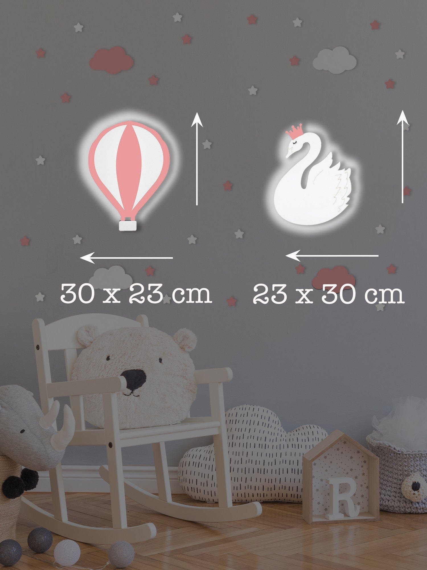 Set accesorii decorative YL433, alb/roz, lemn