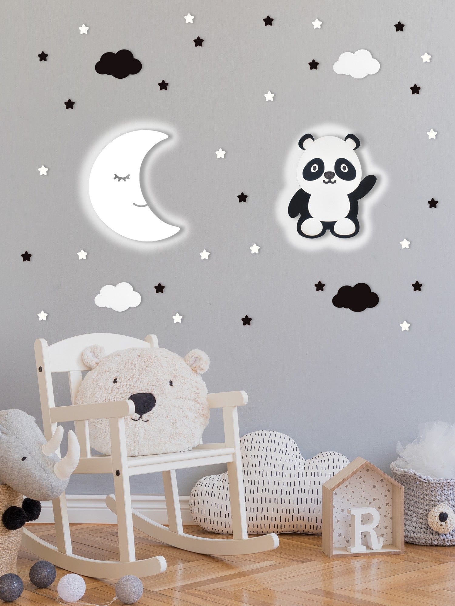 Set accesorii decorative YL435, alb/negru, lemn