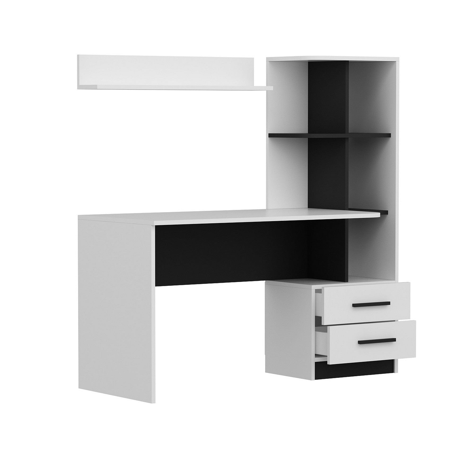 Set birou ALASKA, alb/negru, PAL melaminat