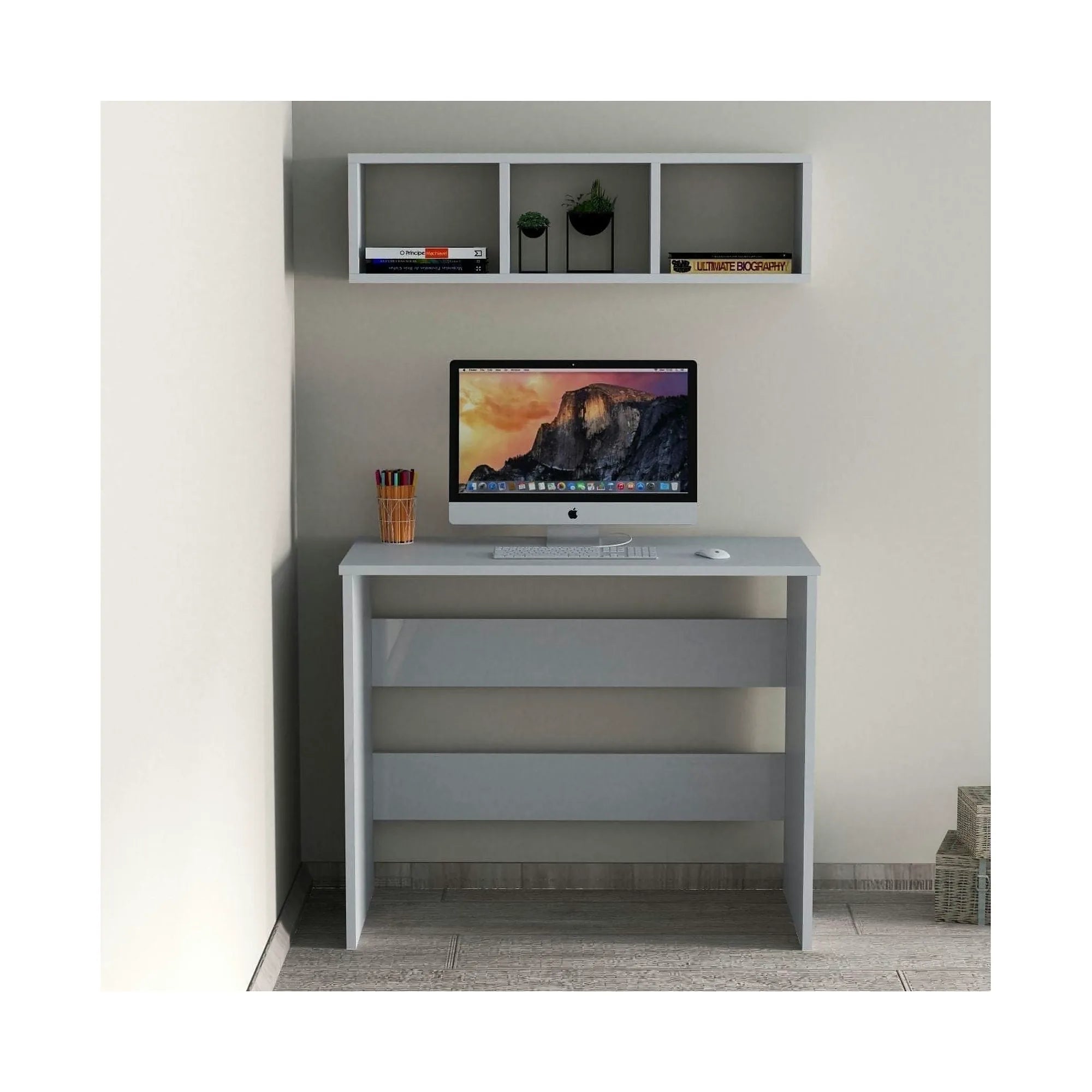Set birou CLM0201, alb, PAL melaminat