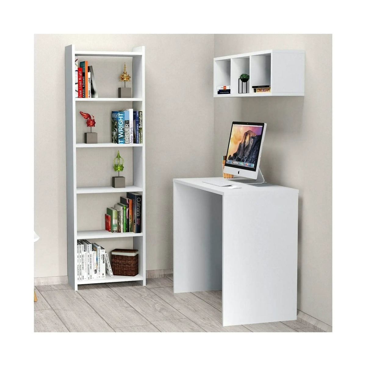 Set birou CLM0301, alb, PAL melaminat
