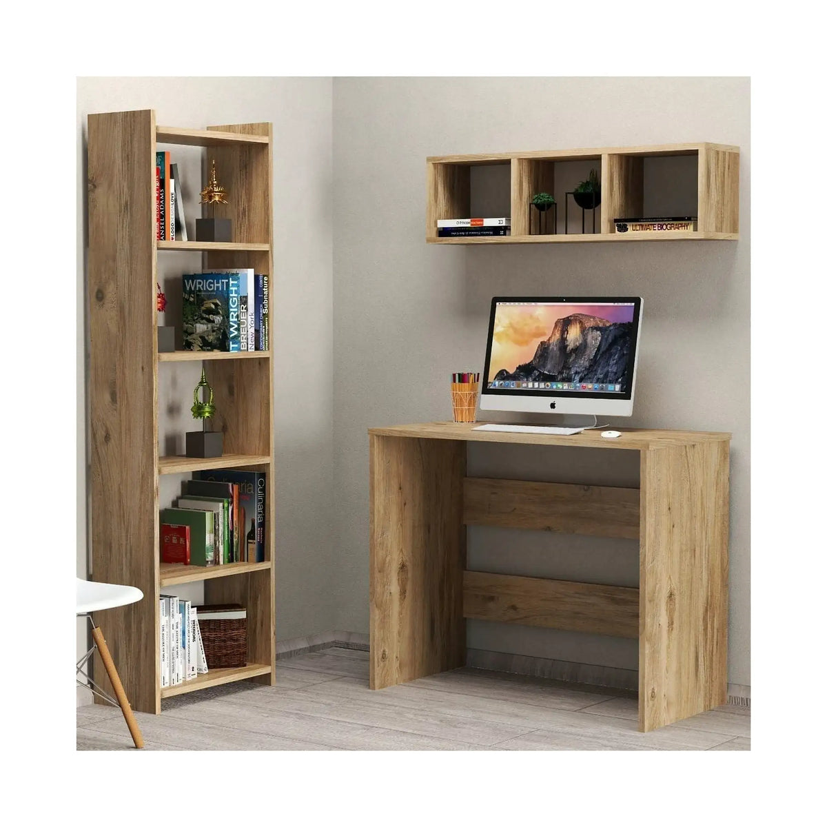 Set birou CLM0302, stejar, PAL melaminat